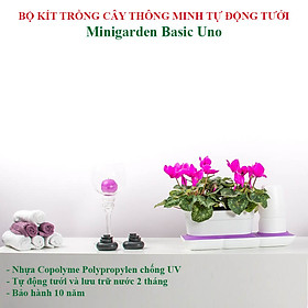 Chậu Trồng Cây Thông Minh Tự Động Tưới Basic Uno, làm bằng chất liệu nhựa PP Chống UV giúp cây phát triển tốt ngay cả trong môi trường nắng nóng, nhập khẩu Châu Âu