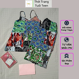 Bộ đồ ngủ 2 dây đồ mặc nhà đẹp quần lửng qua gối chất lụa mềm mịn mặc mát giặt máy không nhăn - DN02