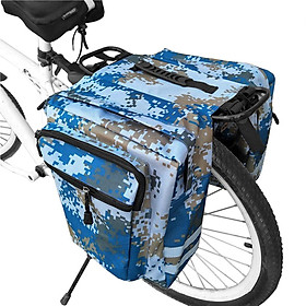 Túi yên xe đạp phía sau để vận chuyển hàng hóa, lớp lót bên trong PVC, chịu nước và chống mài mòn-Màu Ngụy trang màu xanh