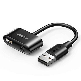 Ugreen UG80897CM397TK 15CM Cáp chuyển đổi USB-A sang USB-C audio + 3.5mm audio Màu Đen - HÀNG CHÍNH HÃNG