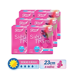 Bộ 6 Băng vệ sinh Diana siêu thấm có cánh 08 miếng