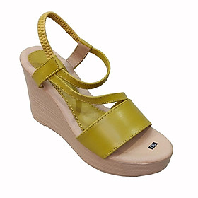 Giày Sandal Nữ Đế Xuồng HÀ NAM Da Bò Thật Thời Trang Cao Cấp 9cm DNU2154 - Màu Vàng - 35