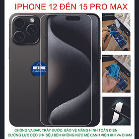 Cường lực dẻo 9H+ dành cho IP 12 đến 15 pro max, Bảo vệ màng hình chống va đập trầy xước toàn diện