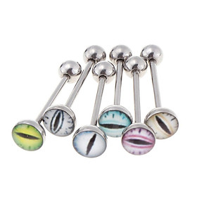 6 Pieces Stainless Steel Barbell Tongue Ring Navel Nipplering 14g Piercing