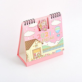 Lịch Để Bàn 2021 Siêu Dễ Thương Để Bàn Làm Việc Học Tập Tặng Kèm Sticker Trang Trí