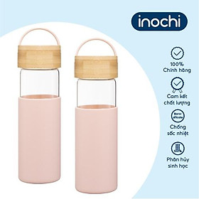 Bình nước thuỷ tinh bọc silicon Inochi - Nikko 550 ml (có quai)