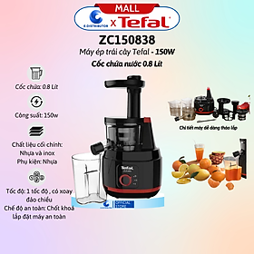 Máy ép trái cây Tefal ZC150838 - Hàng Chính Hãng - Công suất:  150W- Tốc độ:  1 tốc độ , có xoay đảo chiều