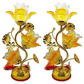 Mua Bộ 2 đèn thờ pha lê cao cấp hoa Tulip vàng KH12833
