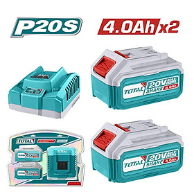 BỘ 2 PINTFBLI200 2 VÀ 1 SẠC TFCLI20411E DÙNG PIN 20V TOTAL TFBCPK1424 - HÀNG CHÍNH HÃNG