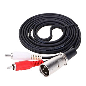 Pro XLR 3 Pin Male to Double RCA Male Plug Cable, Microphone Audio Speaker Splitter