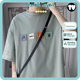 Áo Phông Unisex TVSTORE Áo thun tay lỡ form rộng unisex - phông nam nữ oversize - T shirt thêu 4 logo a