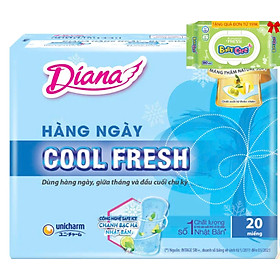 (15.5cm Không Cánh) - Combo 6 Gói Băng Vệ Sinh Diana Hàng Ngày Sensi Cool Fresh- Mỗi Gói 20 Miếng- Date luôn mới