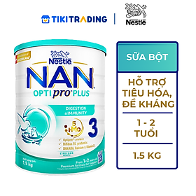 Sữa bột Nestlé NAN OPTIPRO PLUS 3 1500g/lon với 5HMO (1-2 tuổi)