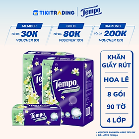 Combo 2 Lốc Khăn Giấy Gói Rút Tempo Hương Hoa Lê (Lốc 4 Gói)