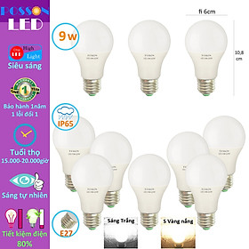 10 Bóng đèn Led 9w 10w bup tròn A60 tiết kiệm điện thân kín chống nước mưa Posson LB-9x