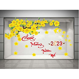 Mua TRANH DÁN KÍNH - DECAL DÁN KÍNH TRANG TRÍ TẾT-DECAL CÀNH MAI VÀNG - DECAL DÁN KÍNH TÍCH SẴN KEO DỄ DÁN SẮC NÉT KHÔNG VIỀN TRĂNG PK602 KHÔNG BAY MÀU