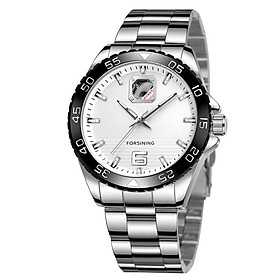 Đồng hồ thời trang nam chống nước FORSINING Con trỏ phát sáng 30M-Màu trắng bạc