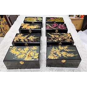 Hộp Đựng Trang Sức Sơn Mài Cao Cấp 2 tầng Thanh Bình Lê size 15x24x10 cm hàng cao cấp xuất khẩu