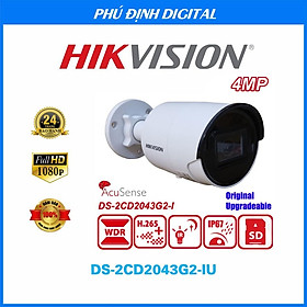 Camera IP thân trụ kèm mic 4Mp Hikvision mã DS-2CD2043G2-IU - Siêu nét -chống trộm - Hàng Chính Hãng