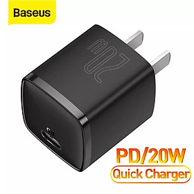 Sạc Nhanh Baseus 20W USB C Hỗ Trợ Sạc Nhanh Type C PD Cho iPhone - Công Nghệ Power Delivery 3.0 QC 3.0 - Hàng Chính Hãng