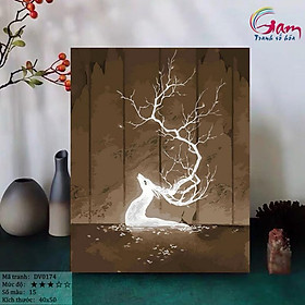 Mua Tranh sơn dầu số hoá tự tô màu Hươu Bạc Tranh hươu nai tuần lộc DV0174