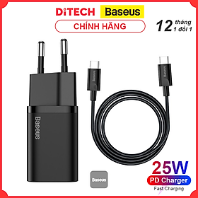 Mua Bộ cốc sạc nhanh kèm cáp C to C Baseus Super Si Quick Charger 1C 25W Sets（PD/ QC3.0 Quick charger  With Cable)- hàng chính hãng