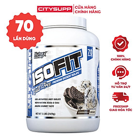 Nutrex ISOFIT, Sữa Tăng Cơ, Hỗ Trợ Đốt Mỡ, Bổ Sung 25G Whey Protein Isolate Tinh Khiết - Không Chứa Lactose, 12.2G EAA, 5.9G BCAA, Hộp 2.3KG, 70 Lần Dùng
