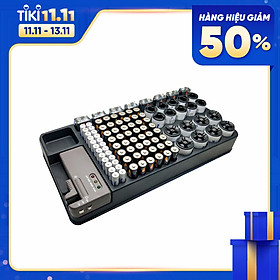 Hộp Trữ Pin Kiểm Tra Được Trạng Thái Pin Dành Cho Pin Aaa, Aa, 9V, C, D Và Pin Nút - Đen