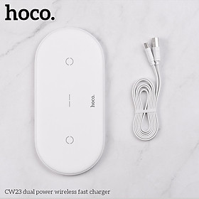 Đế sạc không dây Hoco CW23 10W 2 in 1 - dock sạc nhanh Qi cho iphone x 11 pro  samsung andoird - hàng chính hãng