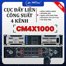 Cục Đẩy Liền Công Suất CM4X1000 - 4 Kênh 64 Sò, 16 Tụ, Biến Áp Xuyến, Công Suất 1000W X 1 Kênh, Chơi Được Loa 4 - 5 Tấc Hàng Chính Hãng