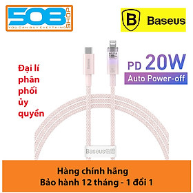 Cáp sạc nhanh Tự Ngắt PD 20W Gen2 Ba-se-us Explorer Series Fast Charging Cable Smart Power-Off Type-C to Lai-nin 20W - Hàng chính hãng