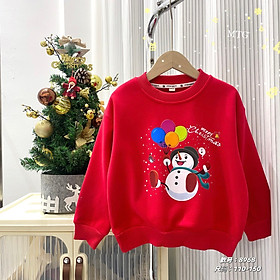 Áo noel cho bé lót lông, Áo nỉ bé gái và bé trai 3-10 tuổi hình các nhân vật giáng sinh chất liệu cao cấp không bai xù