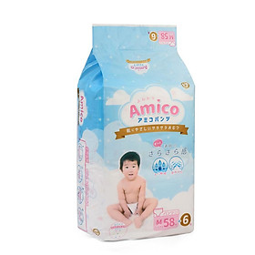 Bỉm - Tã quần Amico size M 58 + 6 miếng Cho bé 6 - 11kg