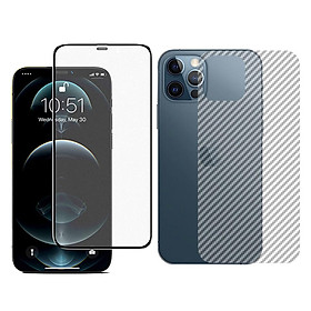 Dán Cường Lực Màn Hình + Mặt Lưng + Viền Vân Carbon iPhone 12/12 Pro/12 Pro Max GOR Full Chống Vân Tay - Hàng Nhập Khẩu