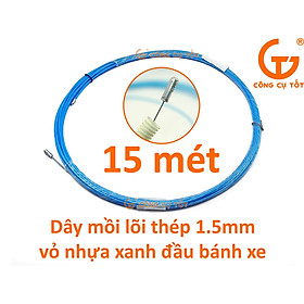 Mua Dây mồi luồn ống lõi thép 1.2 ly vỏ xanh đầu bánh dài 15m