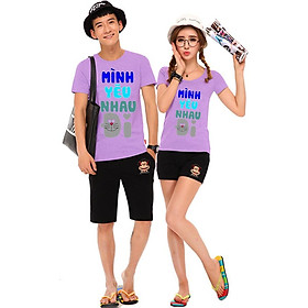 Bộ Áo Thun Đôi Nam Nữ Mình Yêu Nhau Đi Màu Tím