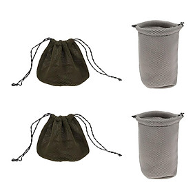 4x Thicken 3D Mesh Cloth Cookware Storage Bag Camping Drawstring Pouch