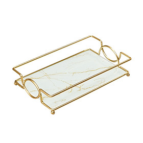Bathroom Vanity Tray Marble Print Perfume Soap Towel Holder for Kitchen Sink S