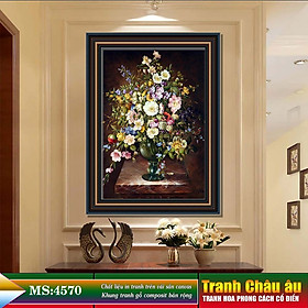 Tranh hoa treo tường phong cách cổ điển Châu âu. Tranh in trên chất liệu vải canvas cao cấp, khung gỗ composit. MS 4570