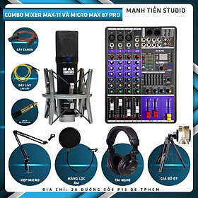 Mua Combo thu âm  livestream Micro Max 87-Pro-II 2022  Mixer Max 68 Pro - Kèm full phụ kiện tai nghe ISK 906B  kẹp micro  màng lọc  giá đỡ ĐT  dây canon  dây livestream - Hỗ trợ thu âm  karaoke online chuyên nghiệp - Hàng nhập khẩu