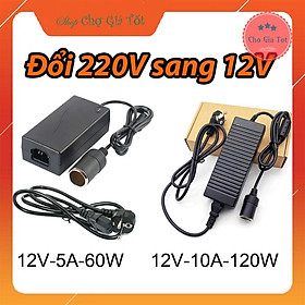 Bộ chuyển đổi nguồn điện 220V sang 12V tẩu điện xe hơi ô tô (2 dòng ra 5A/60W hoặc 10A/120W)