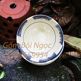 Chén Ăn Cơm Vẽ Phết Xanh Dương Đường Kính 12.5cm - Gốm Lái Thiêu - Gốm Nam Bộ