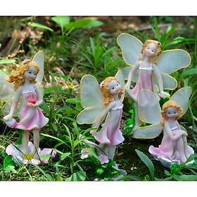 Lovely Resin Flower Fairies - 4 Pieces Miniature Ornaments Home Decoration DIY Accessories, Christmas Halloween Birthday Gifts
