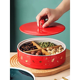 Mua Khay Mứt Sứ Cao Cấp 4 Ngăn Hoạ Tiết Dát Vàng Dung Tích 1300ml