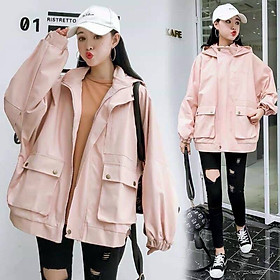 ÁO KHOÁC KAKI NỮ TÚI HỘP lót dù form rộng măc đi học đi chơi khoác ngoài