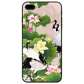 Ốp lưng in cho iphone 7 plus/ 8 plus mẫu sen và hạc