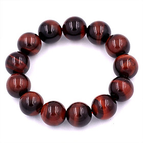 Vòng tay chuỗi hạt đá mắt hổ đỏ đen 16 ly 14 hạt