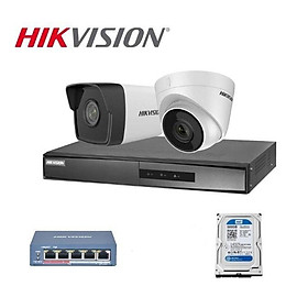 Mua Trọn bộ 2 camera IP bán cầu và thân trụ Hikvision Đầu ghi hình 4 kênh DS-7104NI-Q1/M.xem lại lịch sử 20 ngày  chuẩn HD - Hàng Chính Hãng