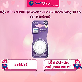 Bộ 2 núm ti Philips Avent SCY965/02 cổ rộng size 5 (6 - 9 tháng) - Hàng Chính Hãng