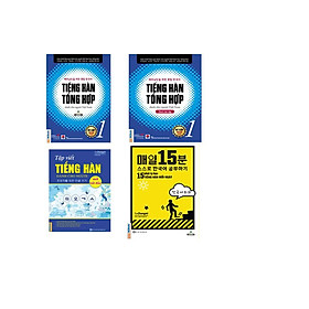 Combo Hàn Tổng Hàn Sơ Cấp Cho Người Việt Sơ Cấp 1, Sach Bài Tập Sơ Cấp 1 ,Tập Viết Hàn Cho Người Mới Bắt Đầu, 15 Phút Hàn Mỗi Ngày hoc app MC BOOKS dh